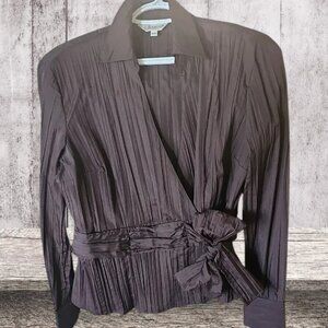 Women's Brown Wrap Blouse